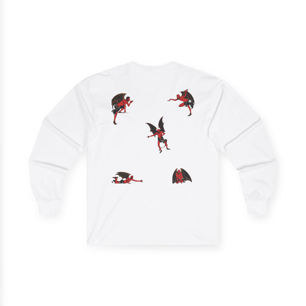 Long Sleeve Tee — Retro Red Devil Graphic Shirt