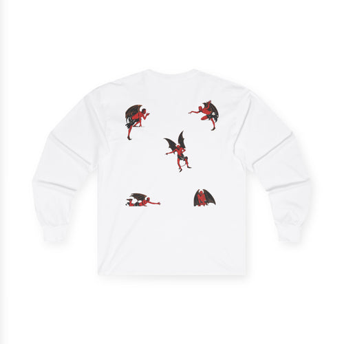 Long Sleeve Tee — Retro Red Devil Graphic Shirt